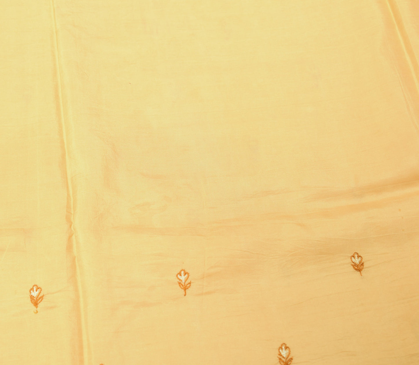 Sushila Vintage Hand Embroidered Saree Beige Pure Silk Floral Sari Soft Fabric