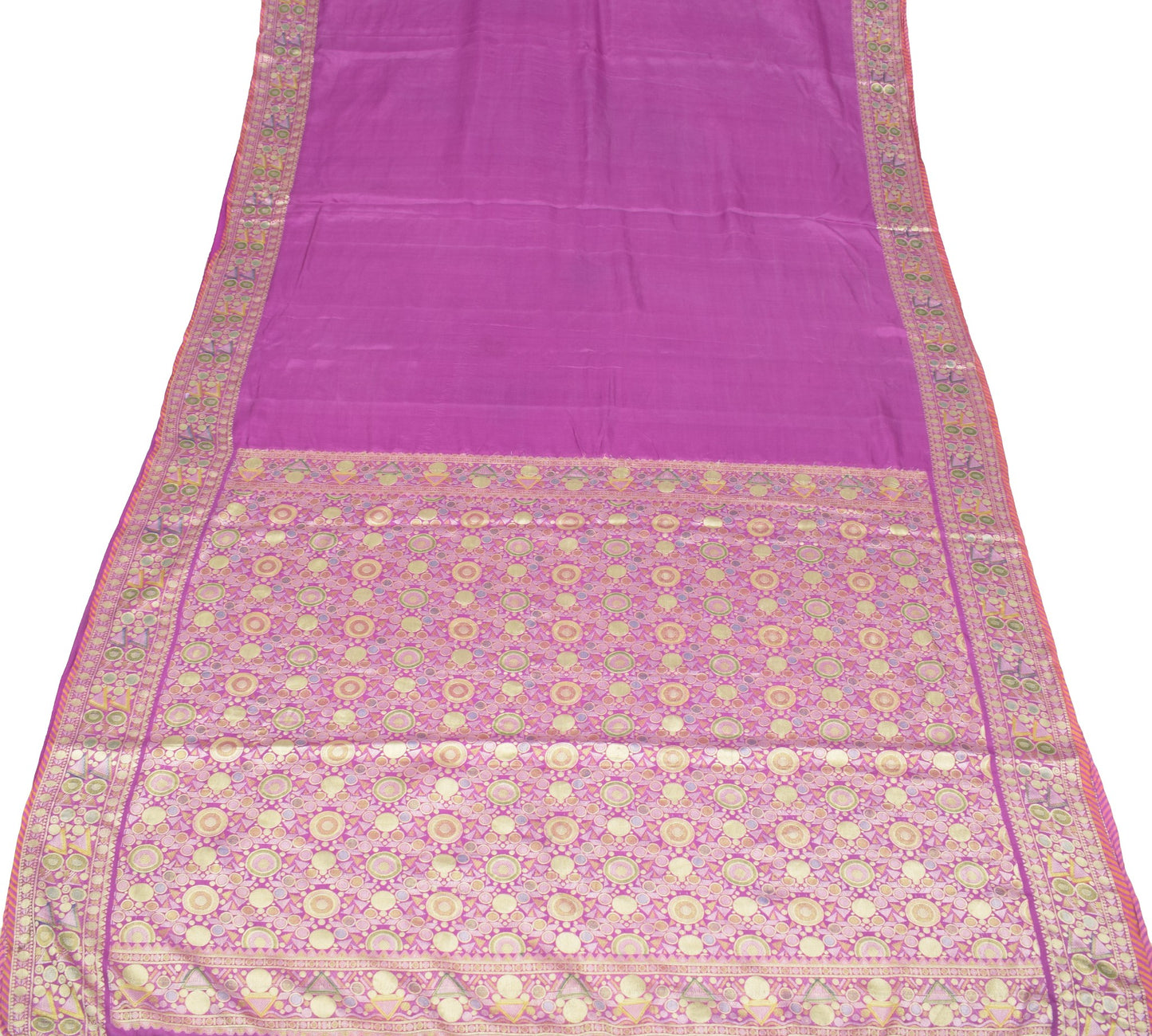 Sushila Vintage Pure Silk Saree Resham Woven Purple Soft Sari Craft 5 YD Fabric