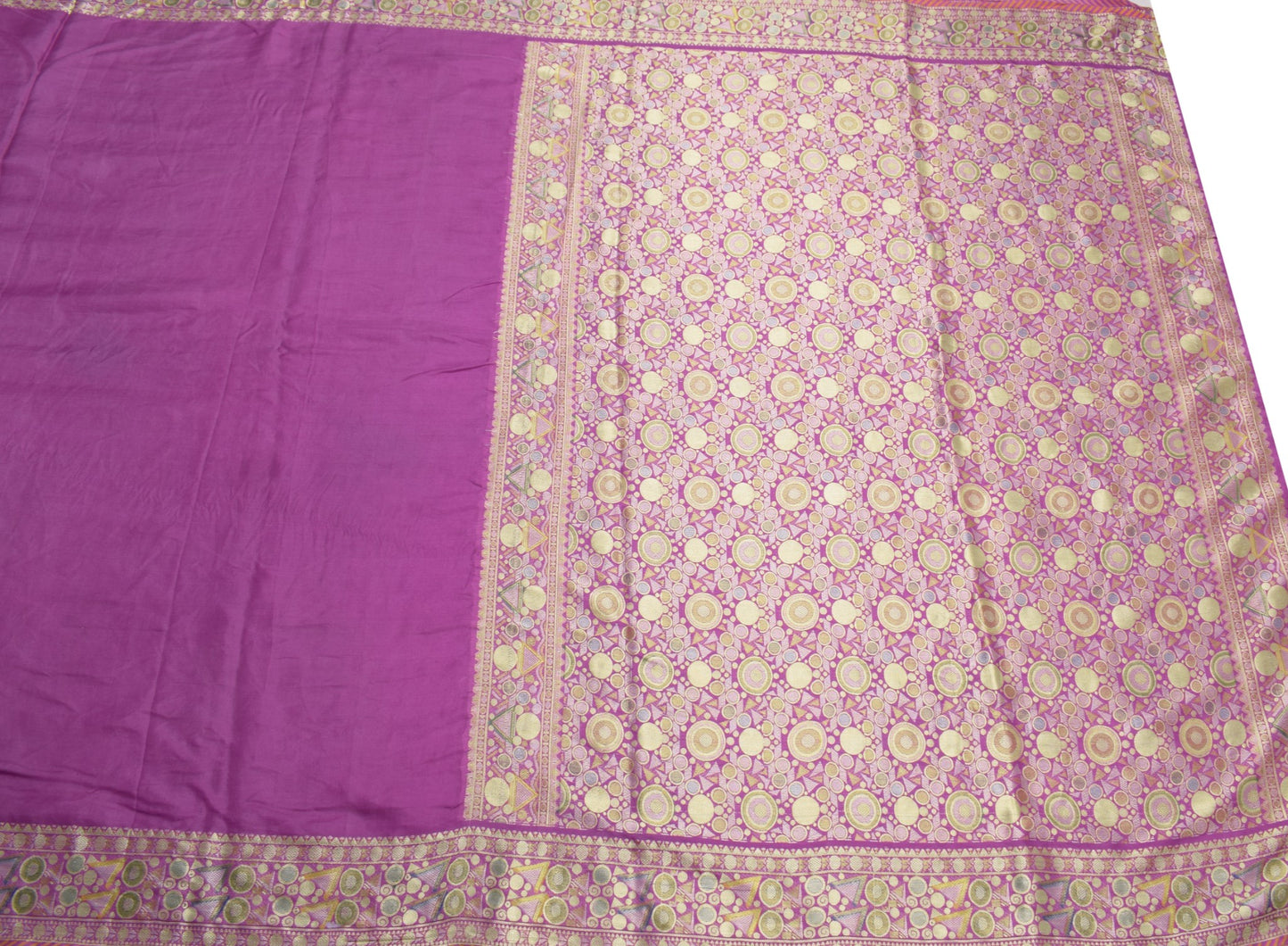 Sushila Vintage Pure Silk Saree Resham Woven Purple Soft Sari Craft 5 YD Fabric