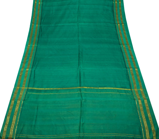 Sushila Vintage Green Saree Woven Rudraksh Zari Border Pure Mysore Silk Sari