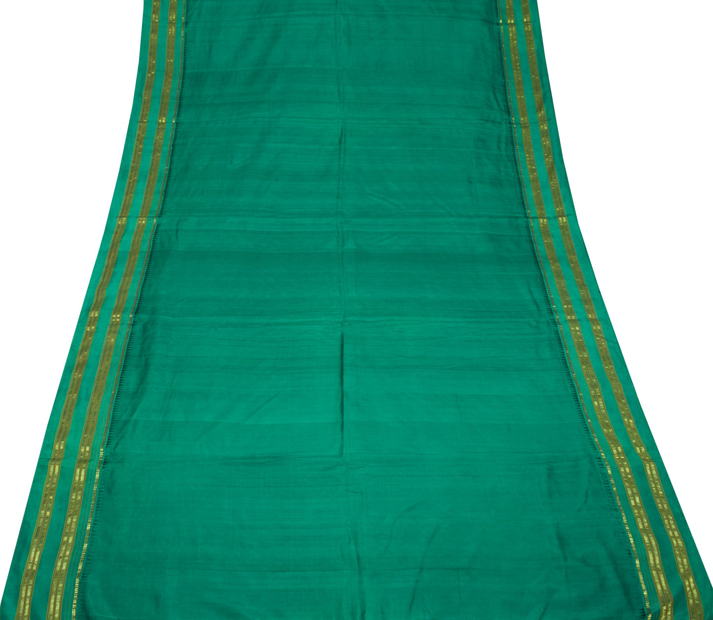 Sushila Vintage Green Saree Woven Rudraksh Zari Border Pure Mysore Silk Sari
