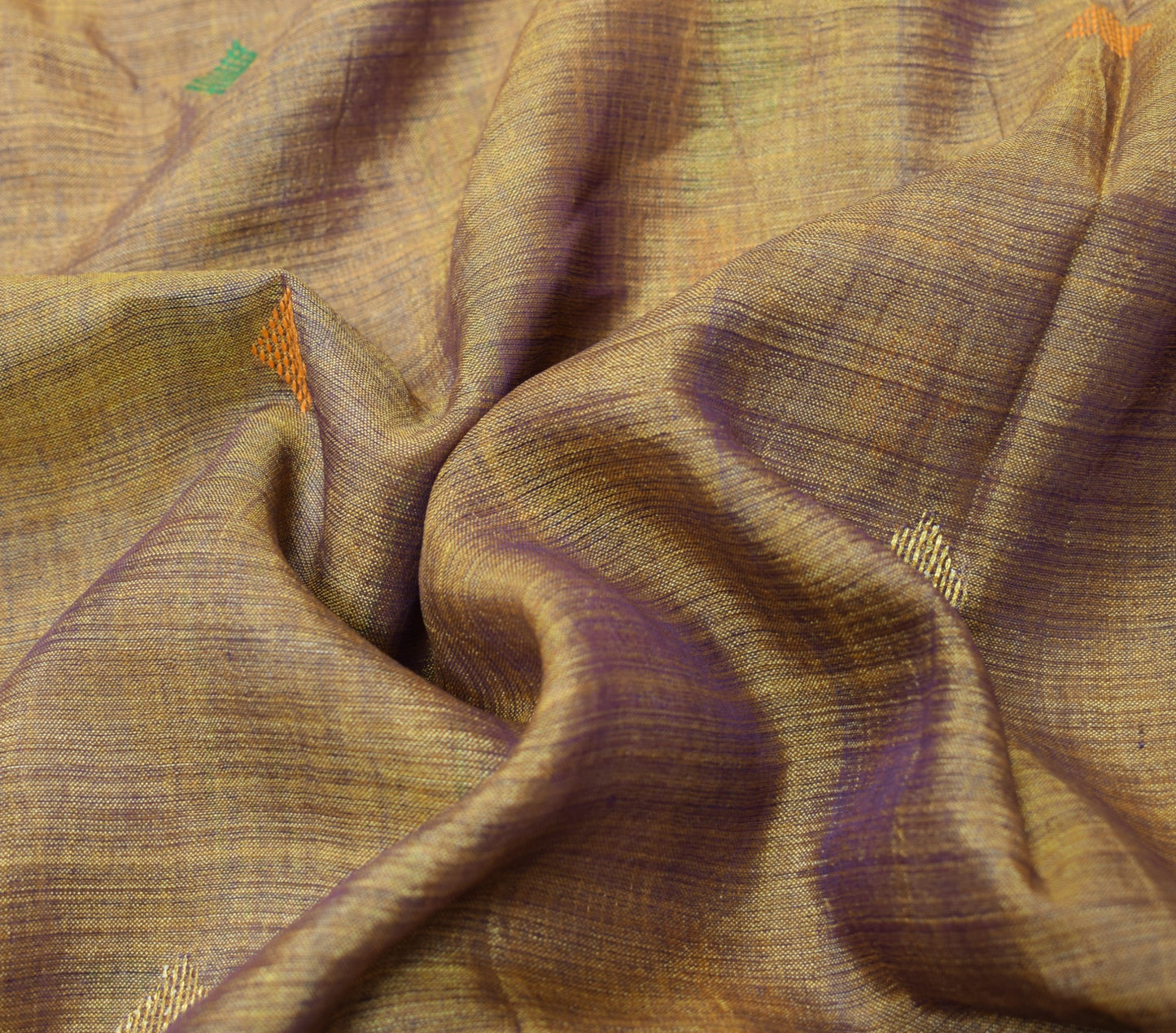 Sushila Vintage Hand Embroidered Saree Purple Dual Tone Pure Cotton Silk Sari