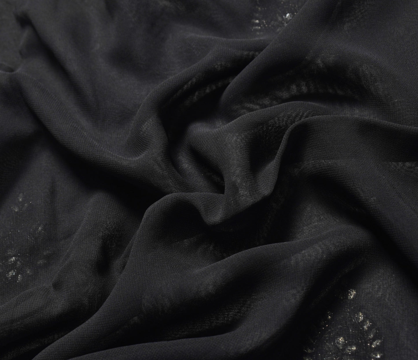Sushila Vintage Black Sari Golden Embroidered Border Pure Georgette Saree Fabric