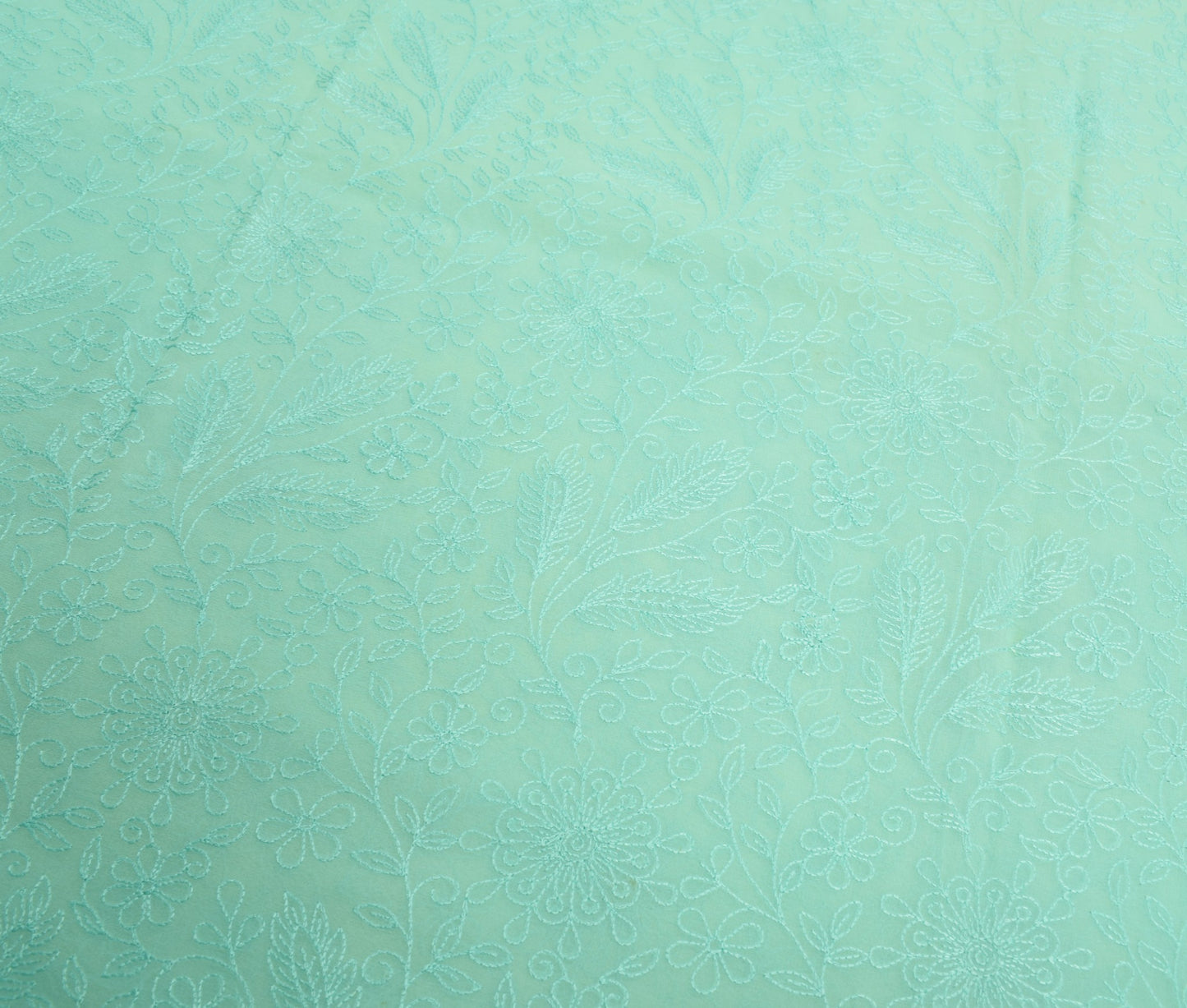 Sushila Vintage Aqua Green Saree HEAVY Embroidered Pure Georgette Sari Fabric