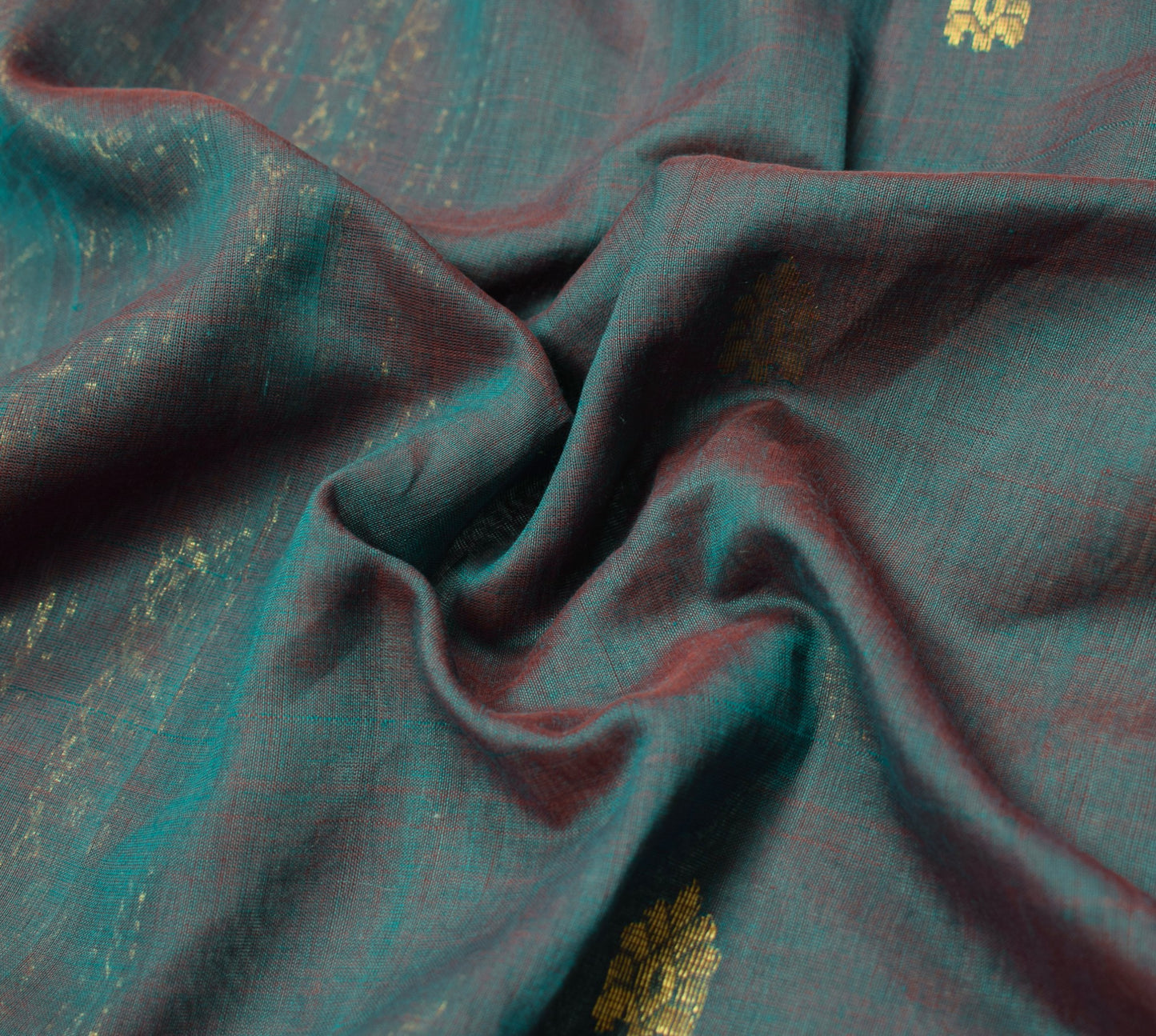 Sushila Vintage Blue Saree Narayanpet Hand Woven Peacock Border Pure Cotton Sari