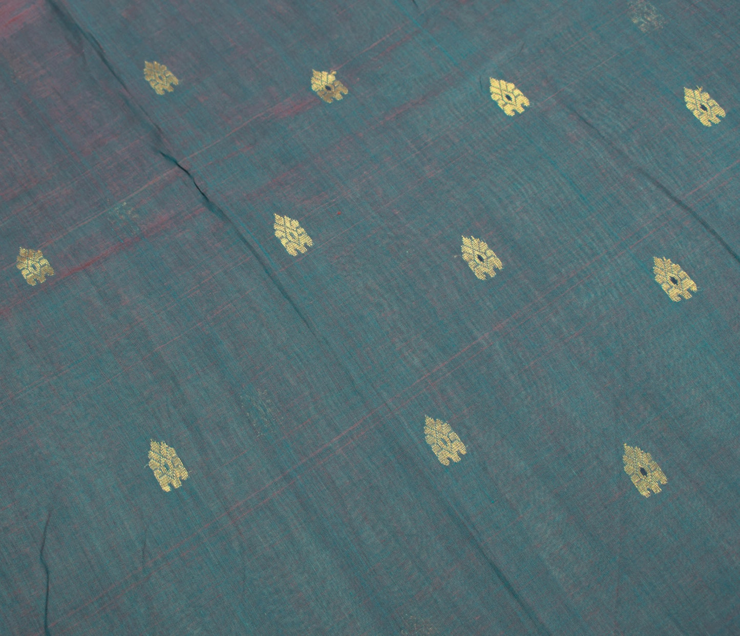 Sushila Vintage Blue Saree Narayanpet Hand Woven Peacock Border Pure Cotton Sari