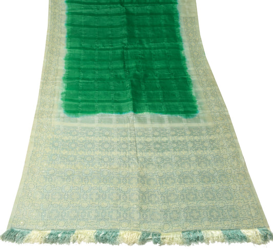 Sushila Vintage Green Saree 100%Pure Tussar Silk Woven & Embroidered Sari Fabric