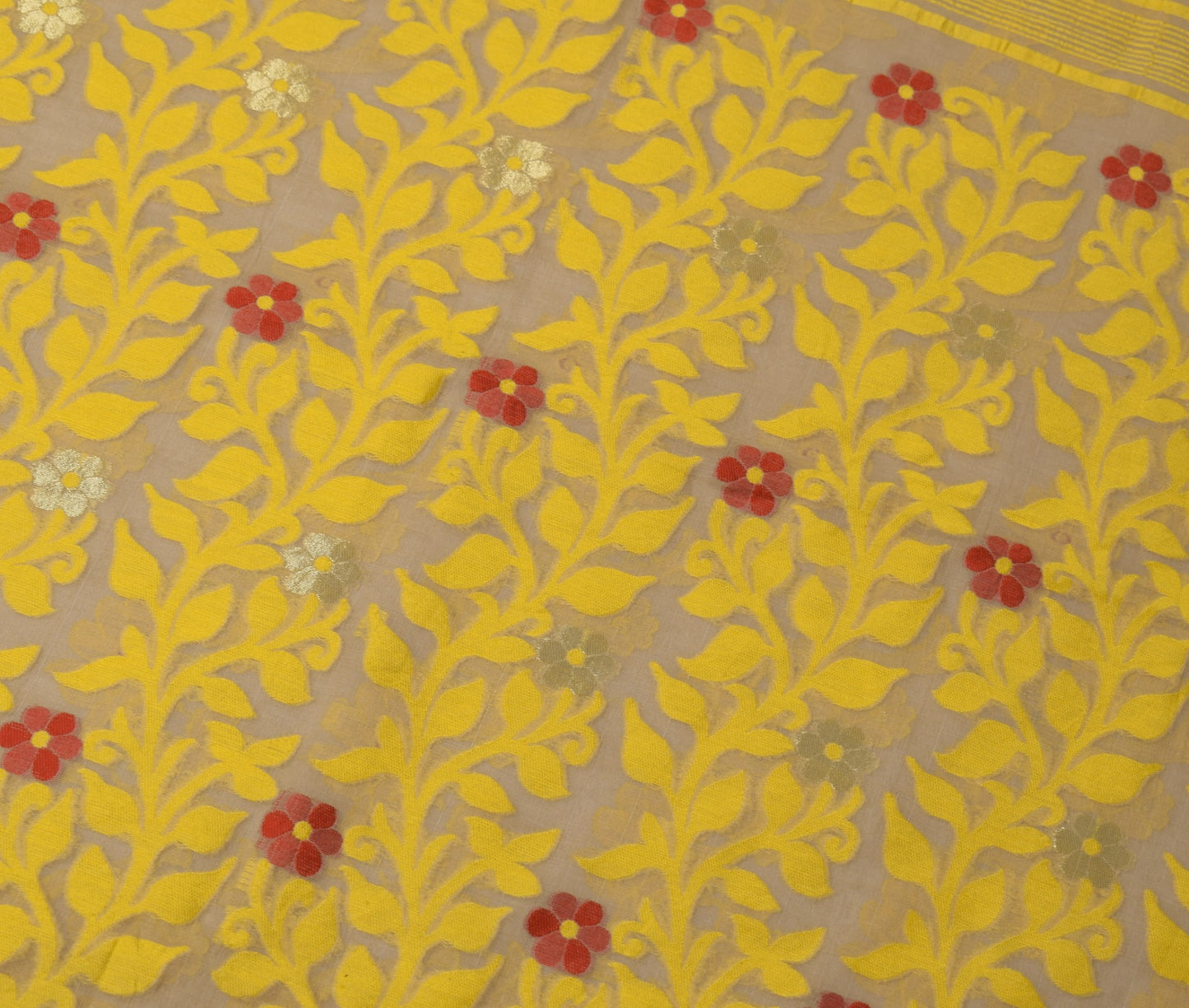 Sushila Vintage Brown Heavy Saree Art Silk Handwoven Dhakai Jamdani Floral Sari