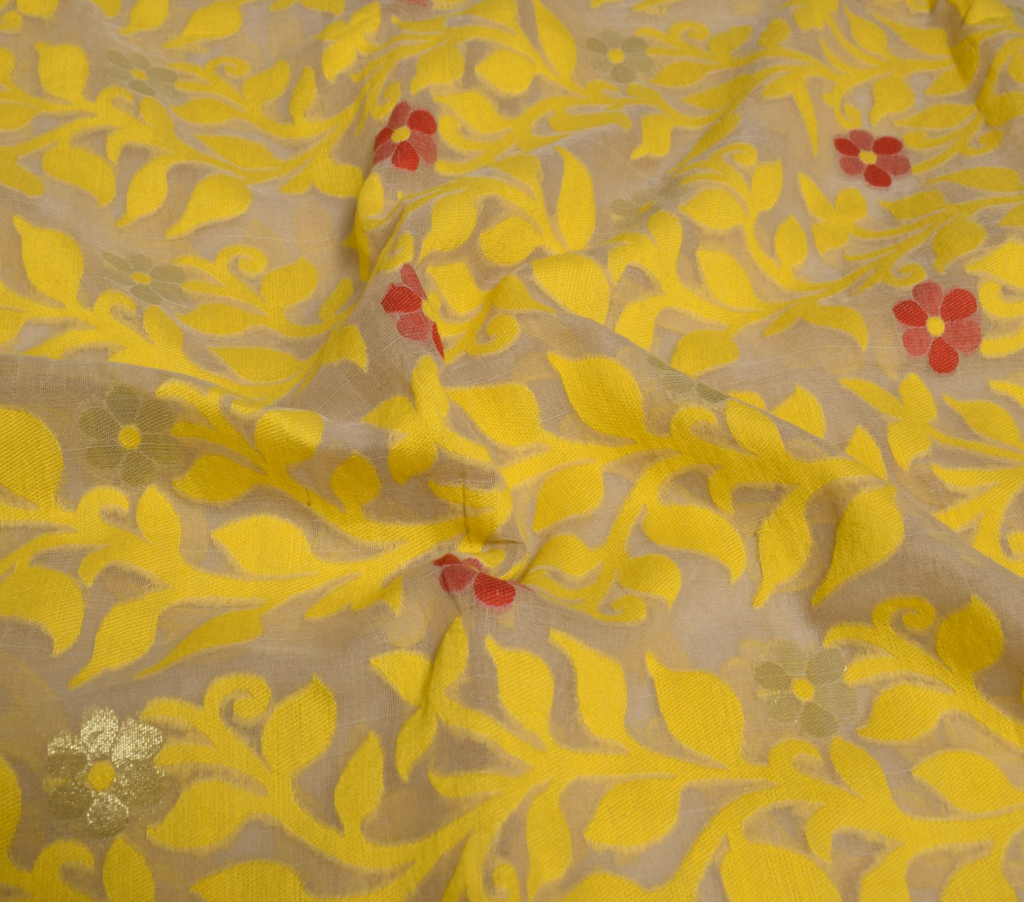 Sushila Vintage Brown Heavy Saree Art Silk Handwoven Dhakai Jamdani Floral Sari