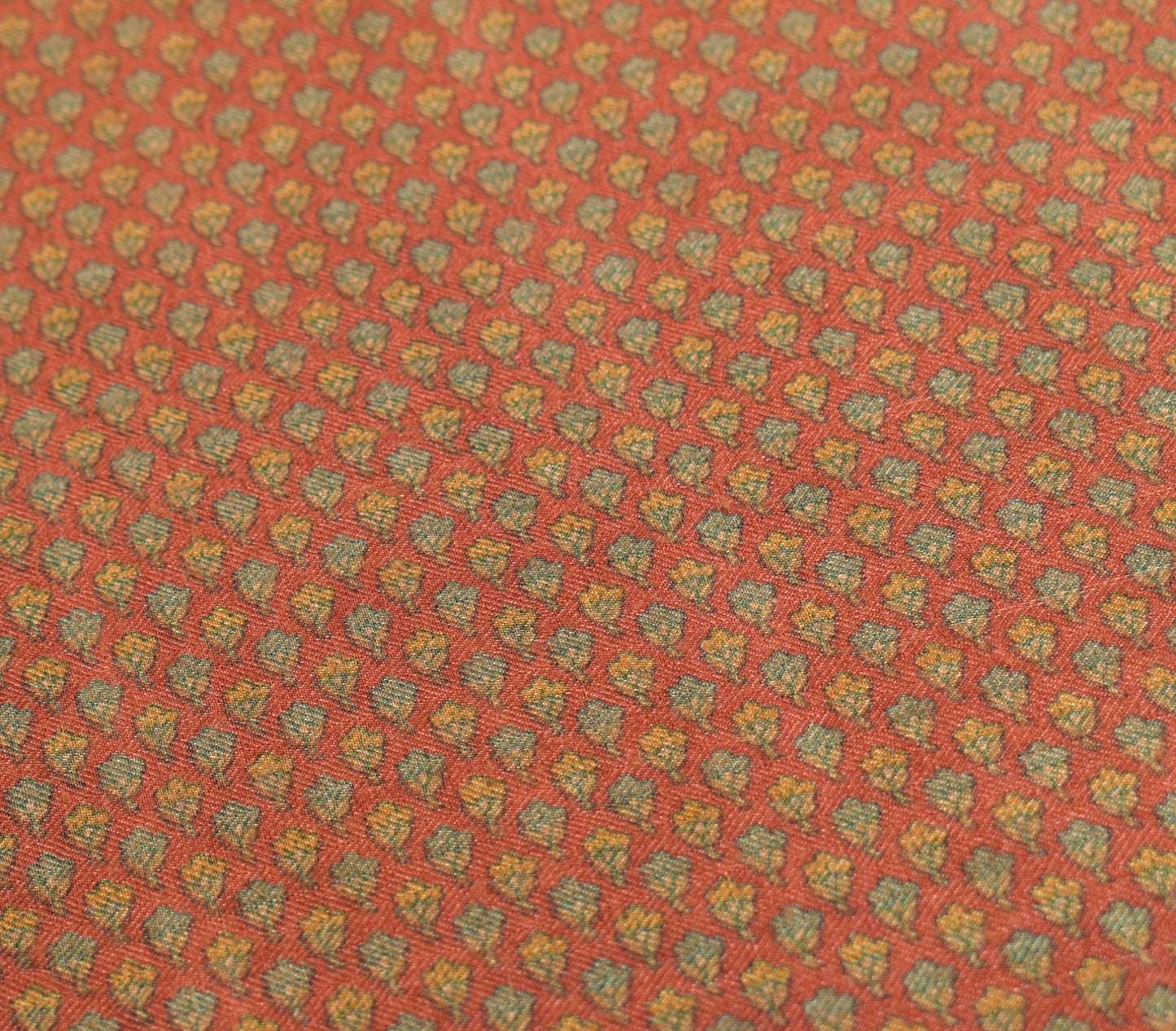 Sushila Vintage Pure Woolen Saree Rust Floral Printed & Woven Soft Sari Fabric