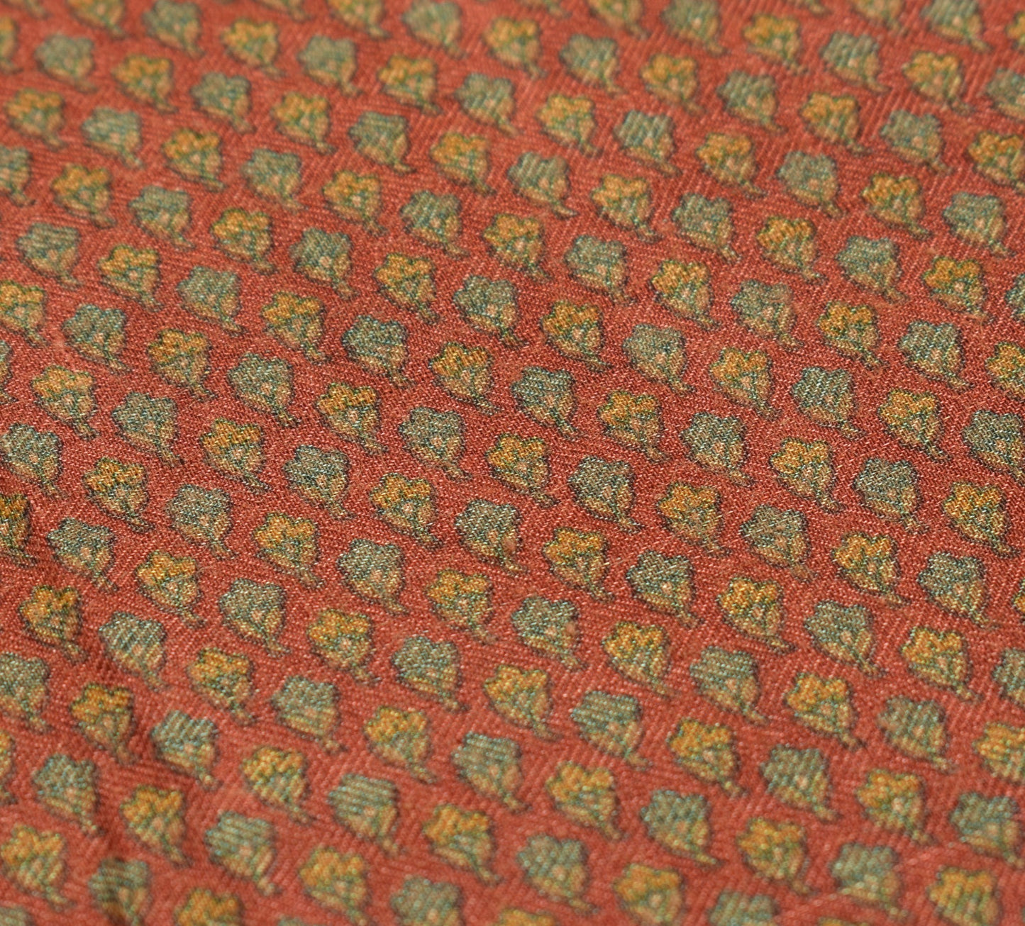 Sushila Vintage Pure Woolen Saree Rust Floral Printed & Woven Soft Sari Fabric