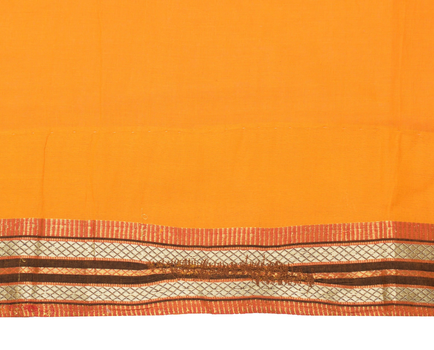 Sushila Vintage Pure Cotton Saree with Woven Border Pallu Orange Sari Fabric
