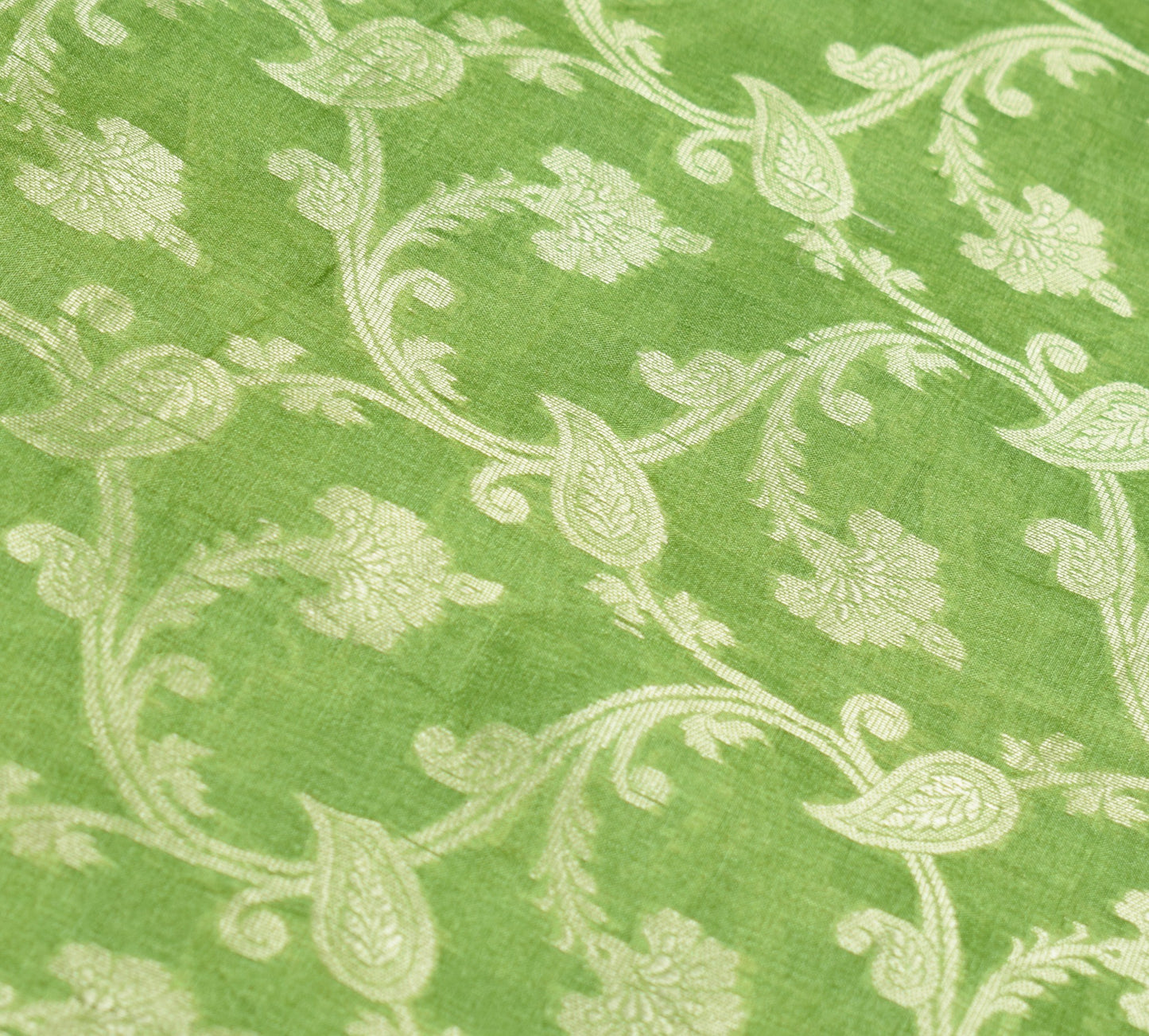 Sushila Vintage Green Saree Rust Border Pallu Pure Tussar Silk Woven Sari Fabric