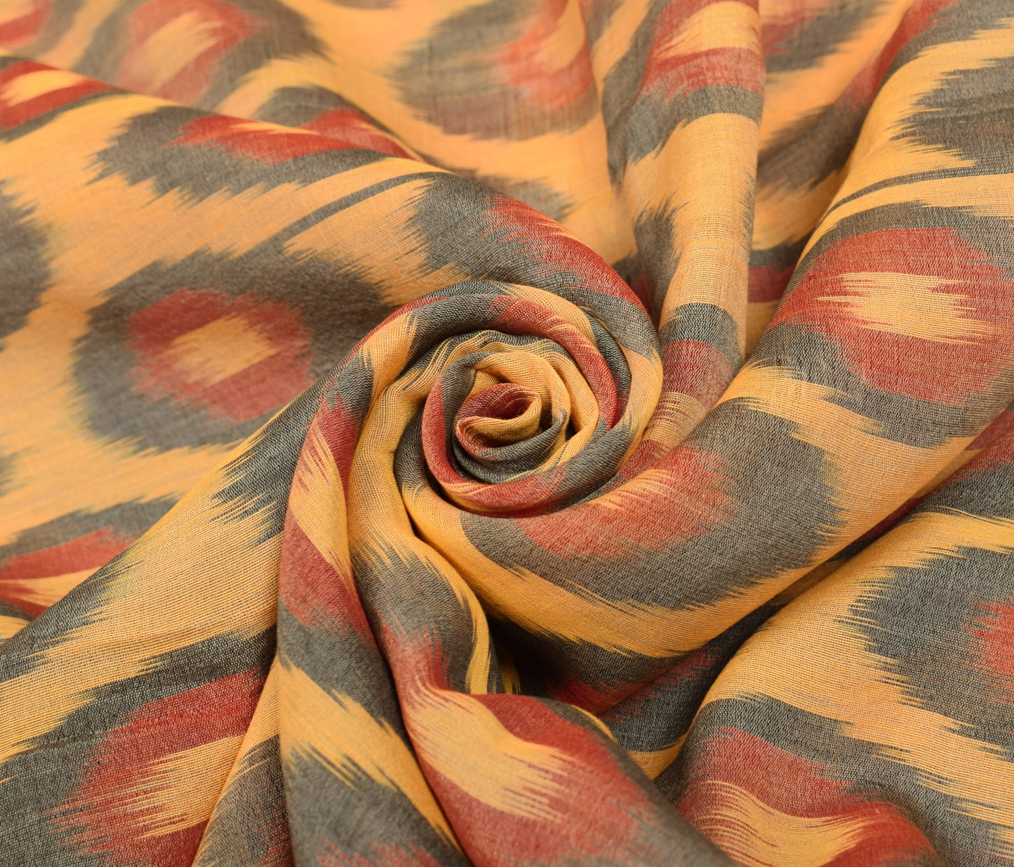 Sushila Vintage Yellow Saree Pure Cotton Silk Hand Woven Pochampally Ikat Sari