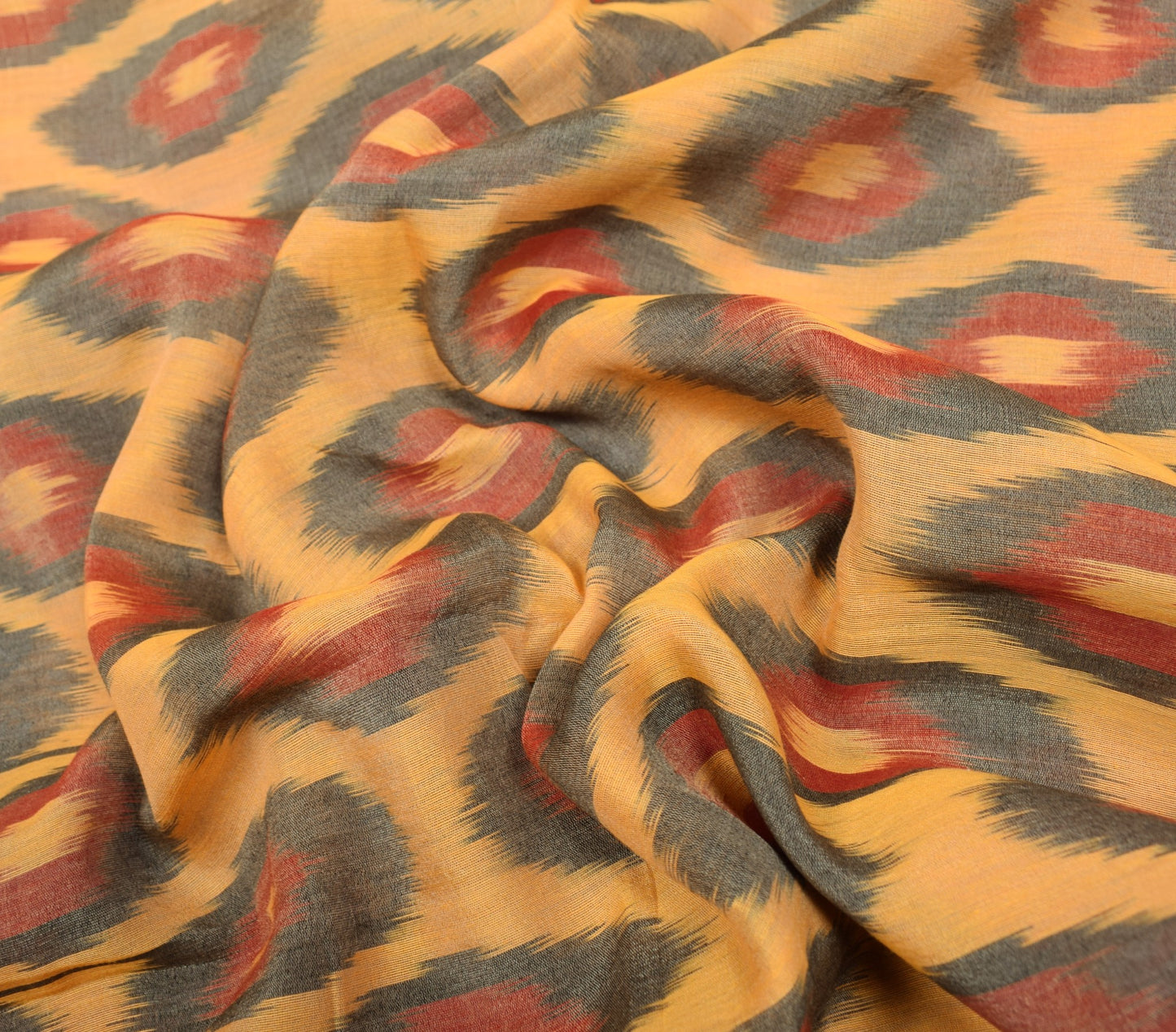 Sushila Vintage Yellow Saree Pure Cotton Silk Hand Woven Pochampally Ikat Sari
