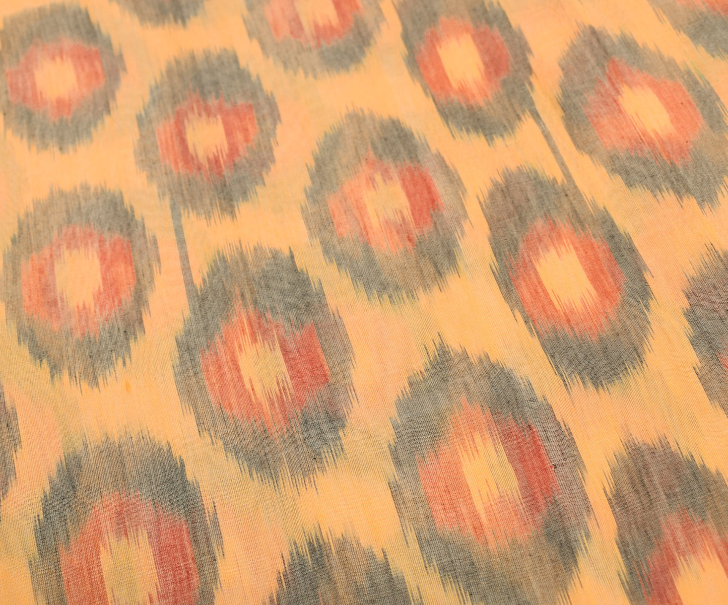 Sushila Vintage Yellow Saree Pure Cotton Silk Hand Woven Pochampally Ikat Sari