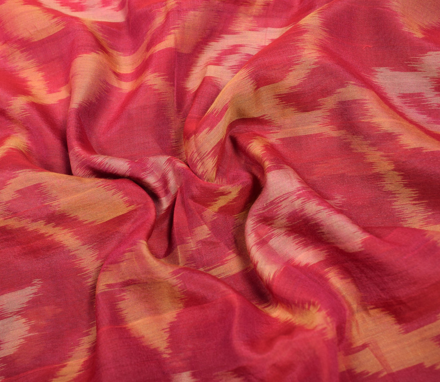Sushila Vintage Magenta Saree Pure Cotton Silk Hand Woven Pochampally Ikat Sari