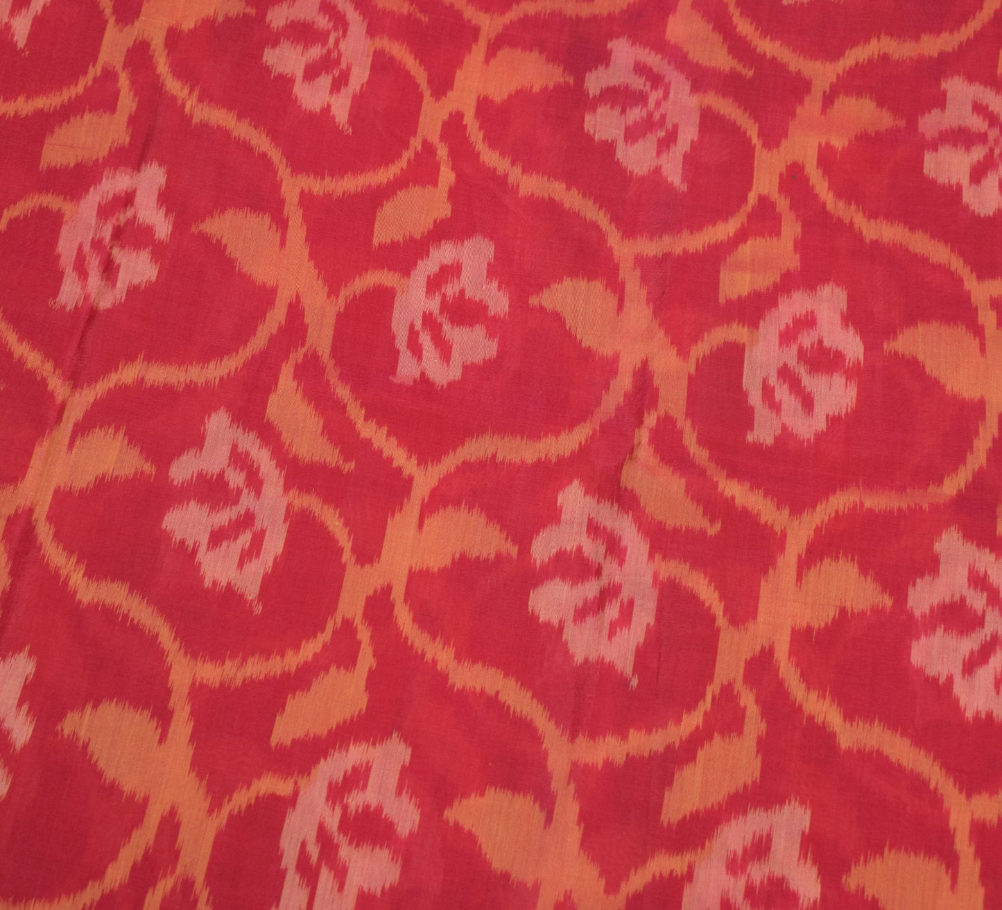 Sushila Vintage Magenta Saree Pure Cotton Silk Hand Woven Pochampally Ikat Sari