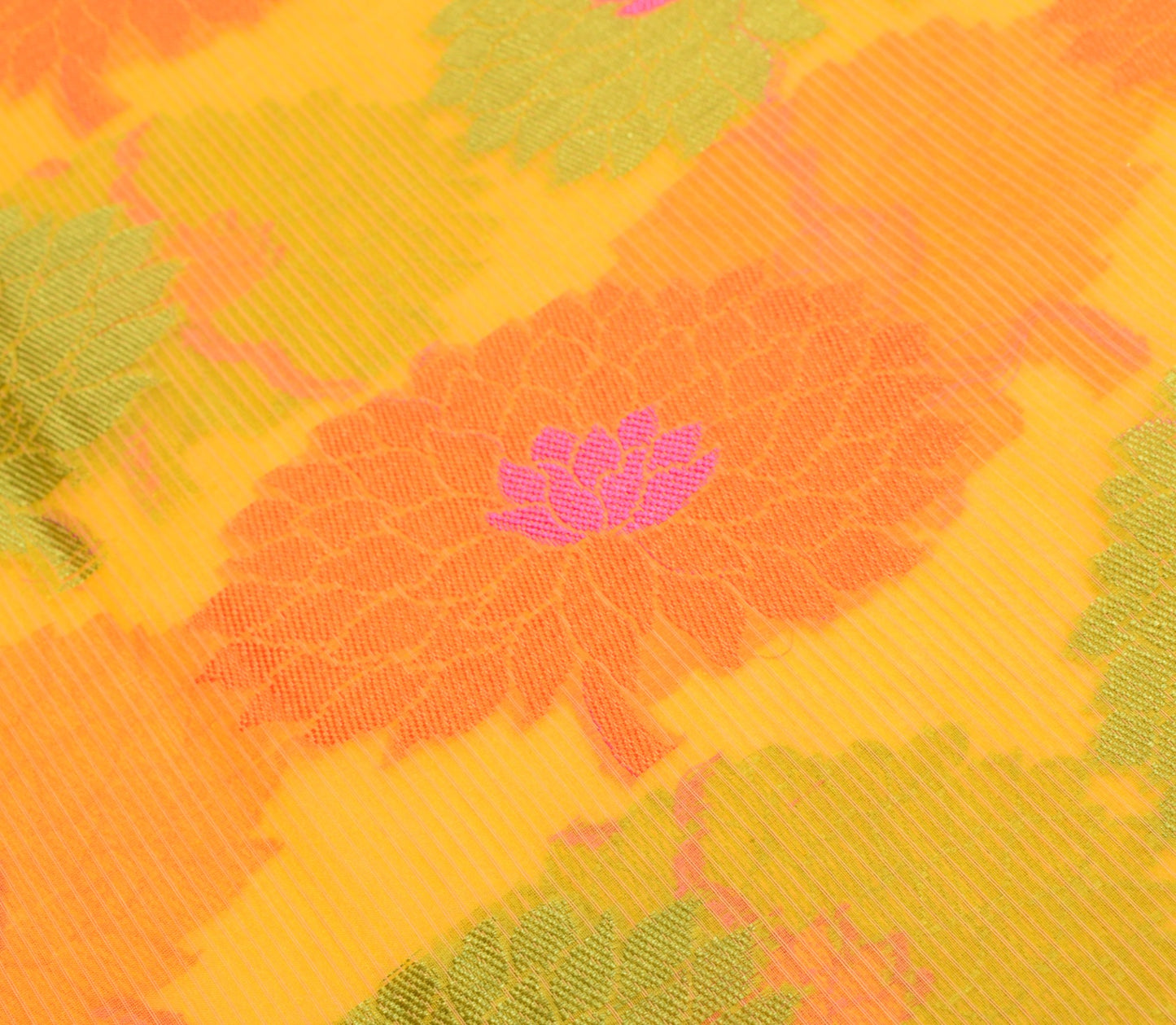 Sushila Vintage Yellow Woven Saree Art Silk Floral Indian Women Sari 5YDS Fabric