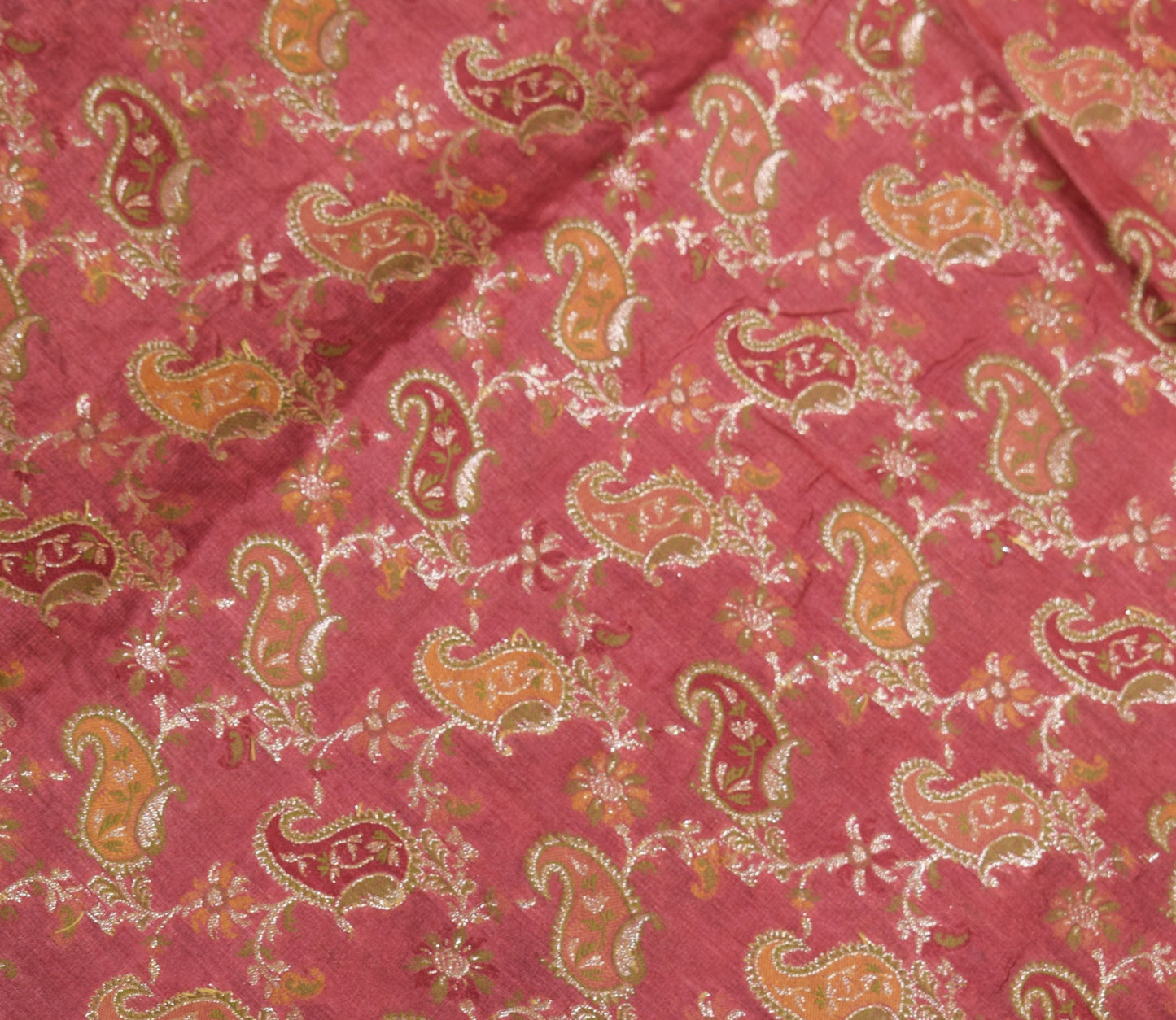 Sushila Vintage All Over Woven Saree 100%Pure Tussar Silk Maroon 5YD Sari Fabric