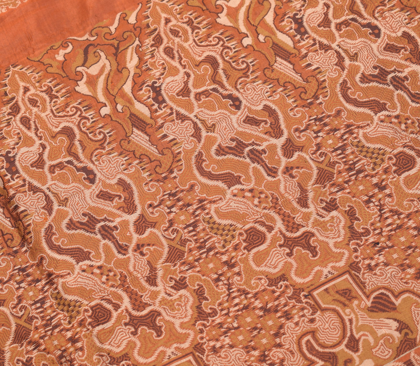 Sushila Vintage Rust Hand Woven Saree Pure Silk Resham Motifs Sari 6 Yard Fabric