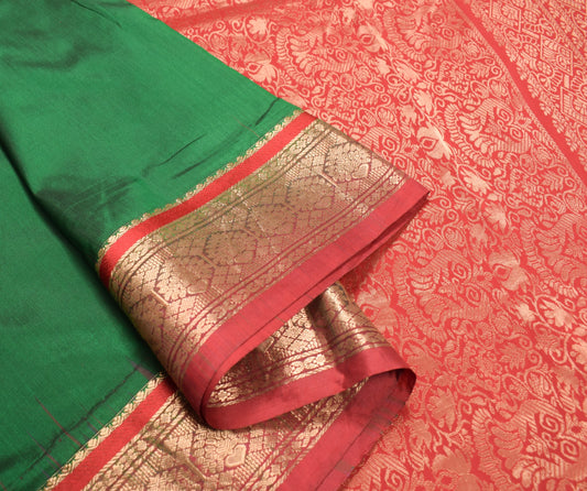 Sushila Vintage Green Maroon Saree Banarasi Brocade Pure Silk Premium Soft Sari