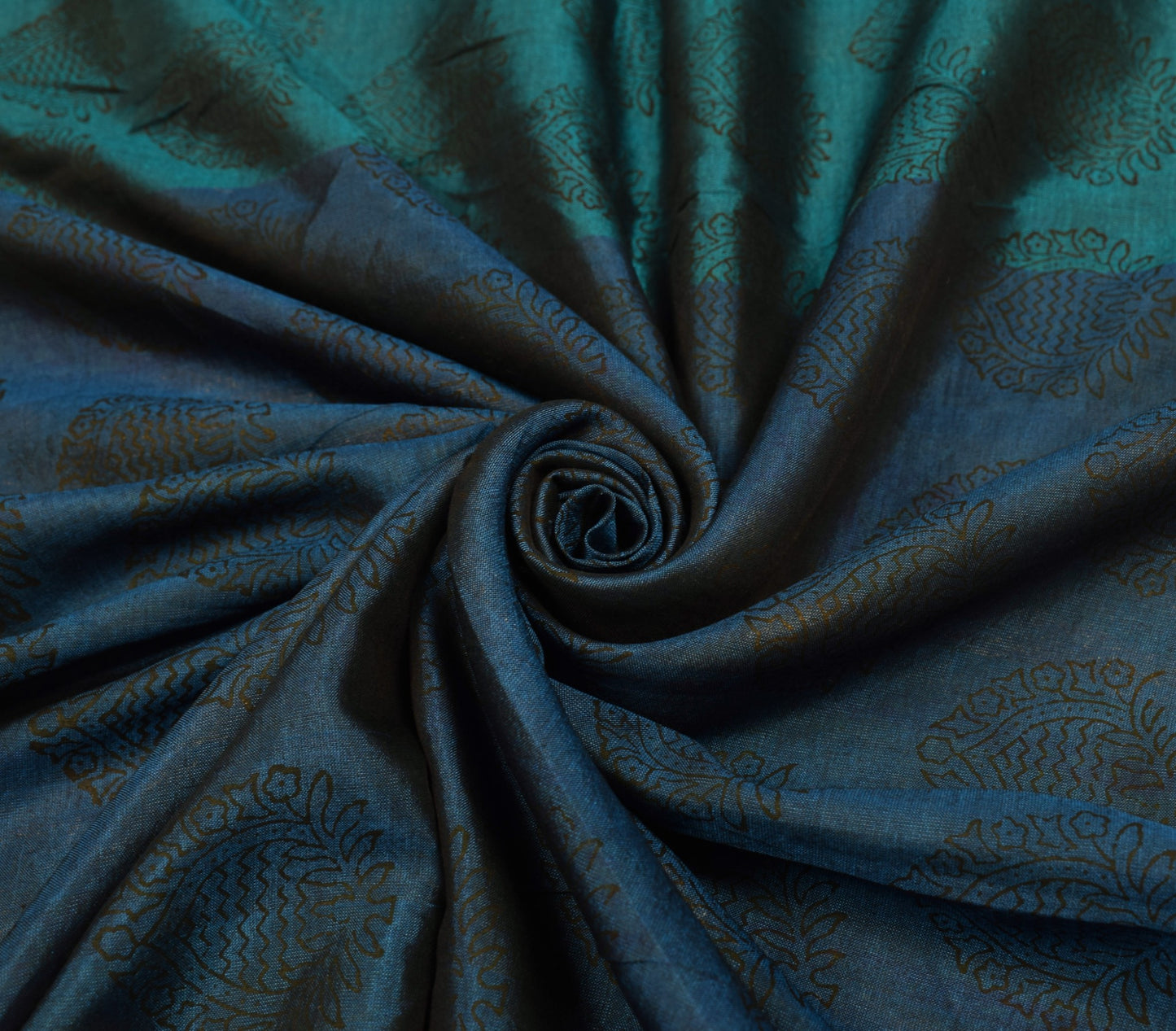 Sushila Vintage Blue Narayanpet Saree Hand Block & Woven Pure Cotton Sari Fabric