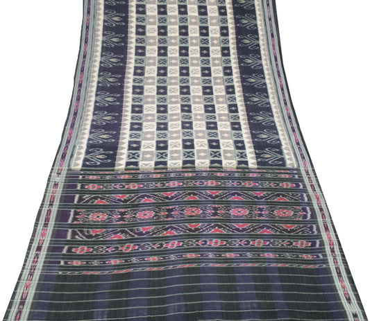 Sushila Vintage Multi-Color Saree Pure Cotton Hand Woven Ikat Patola Sari Fabric