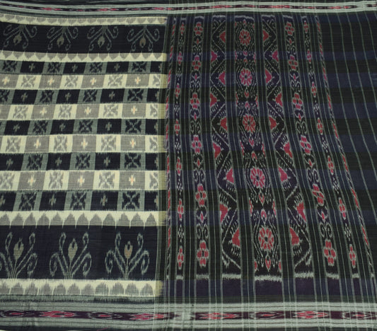 Sushila Vintage Multi-Color Saree Pure Cotton Hand Woven Ikat Patola Sari Fabric