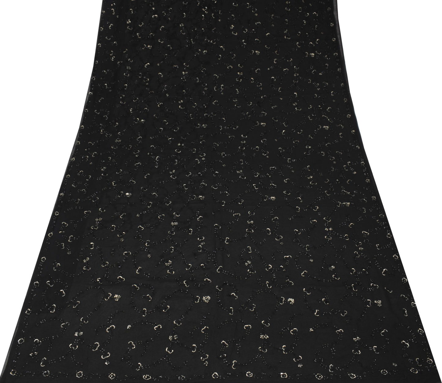 Sushila Vintage Black Bollywood Saree Pure Georgette Hand Embellish Sari Fabric
