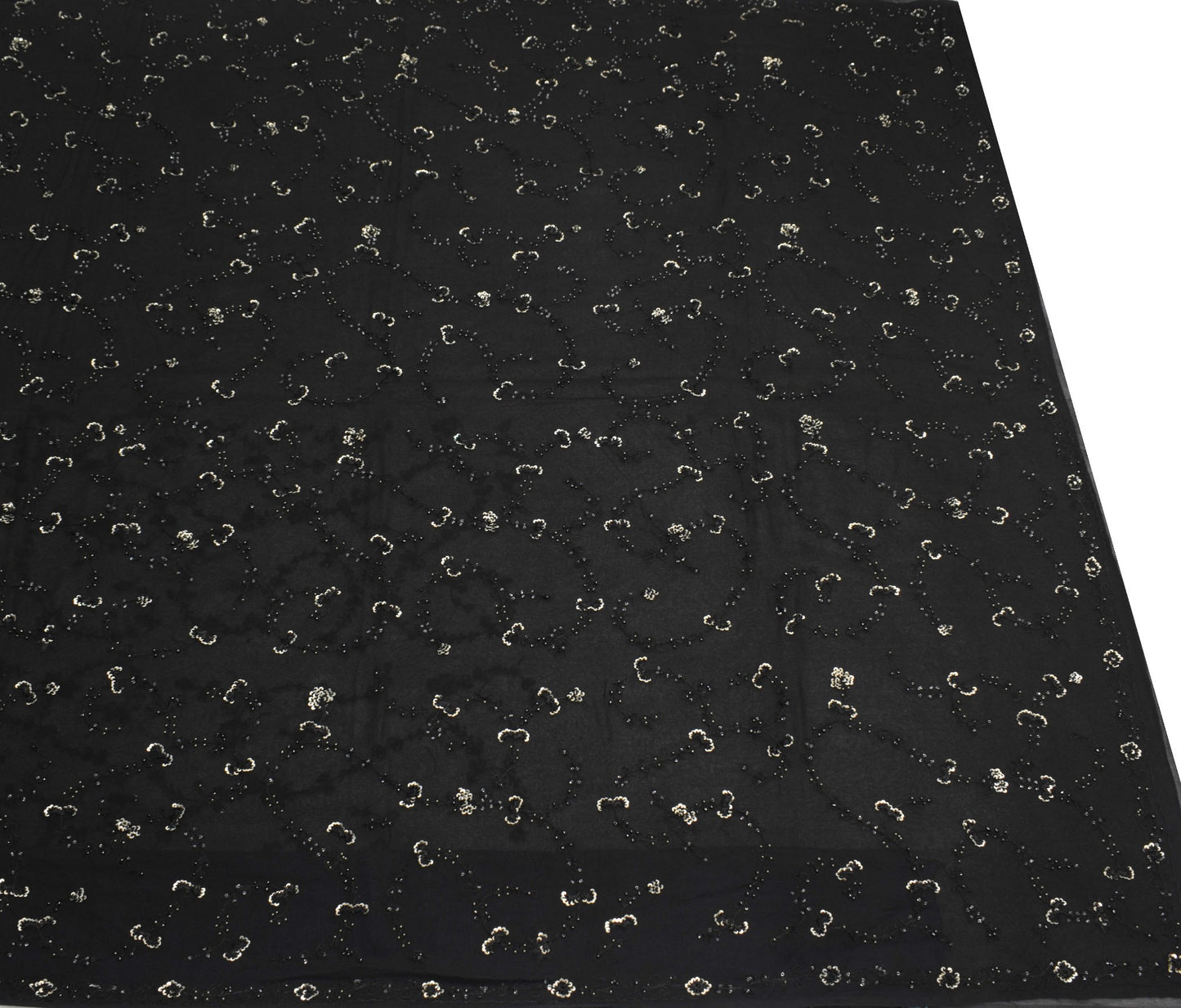Sushila Vintage Black Bollywood Saree Pure Georgette Hand Embellish Sari Fabric