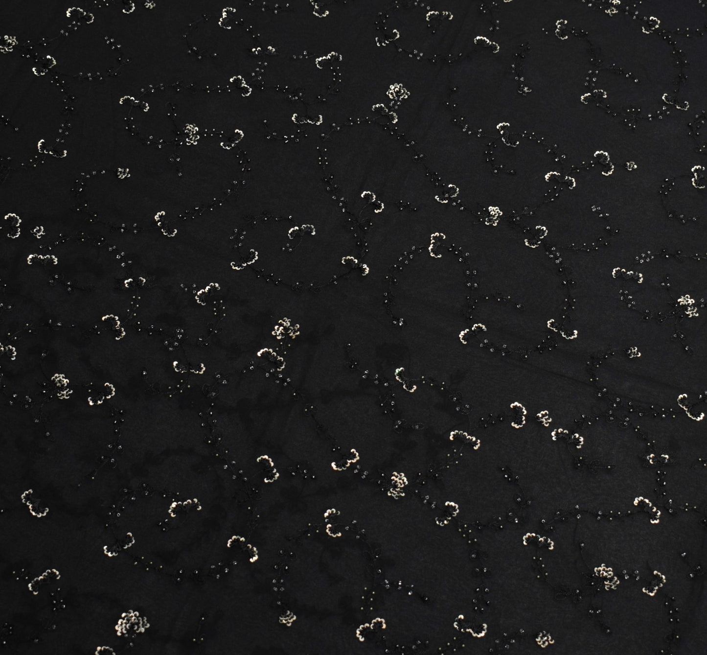 Sushila Vintage Black Bollywood Saree Pure Georgette Hand Embellish Sari Fabric