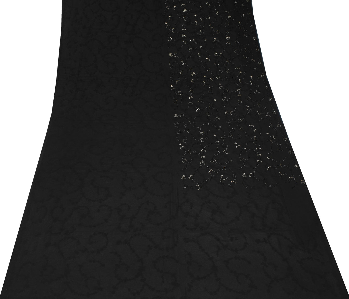 Sushila Vintage Black Bollywood Saree Pure Georgette Hand Embellish Sari Fabric