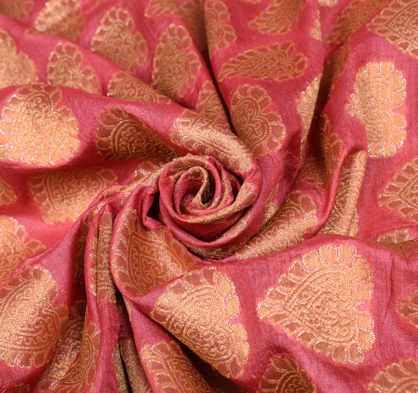 Sushila Vintage Pink  Woven Saree 100%Pure Tussar Silk Floral 6 Yard Sari Fabric