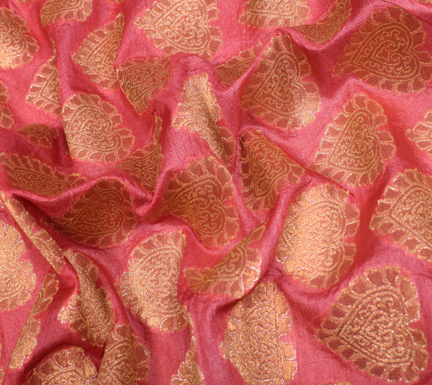 Sushila Vintage Pink  Woven Saree 100%Pure Tussar Silk Floral 6 Yard Sari Fabric