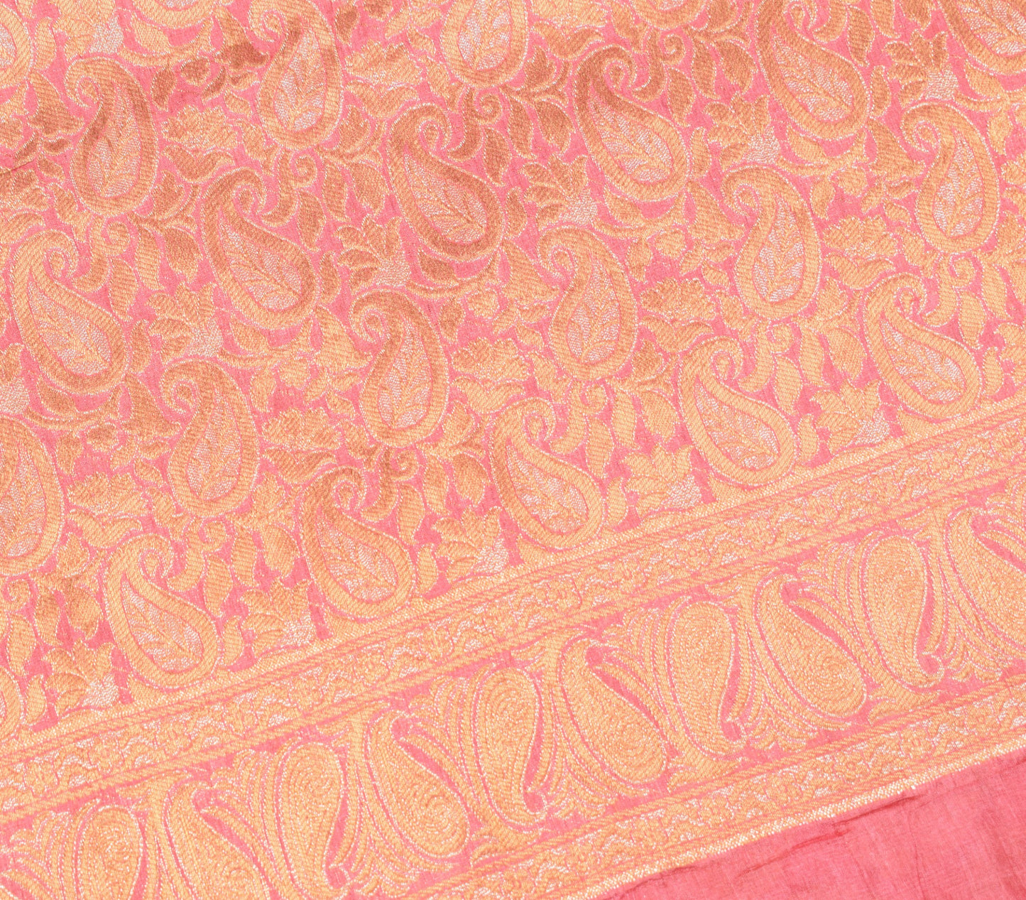 Sushila Vintage Pink  Woven Saree 100%Pure Tussar Silk Floral 6 Yard Sari Fabric