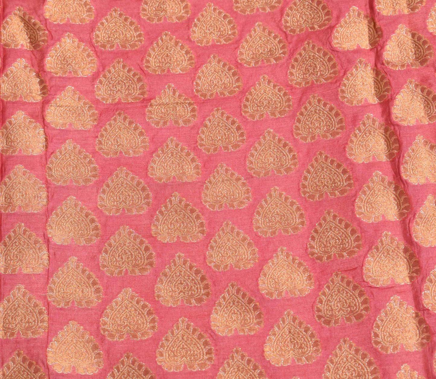Sushila Vintage Pink  Woven Saree 100%Pure Tussar Silk Floral 6 Yard Sari Fabric