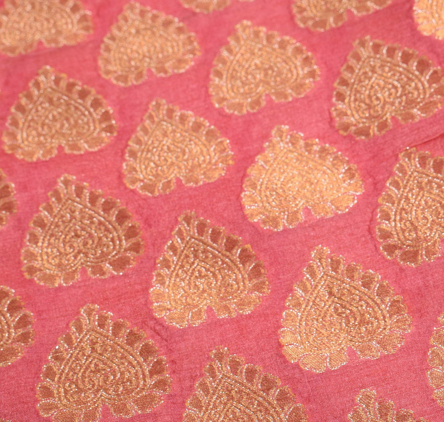 Sushila Vintage Pink  Woven Saree 100%Pure Tussar Silk Floral 6 Yard Sari Fabric