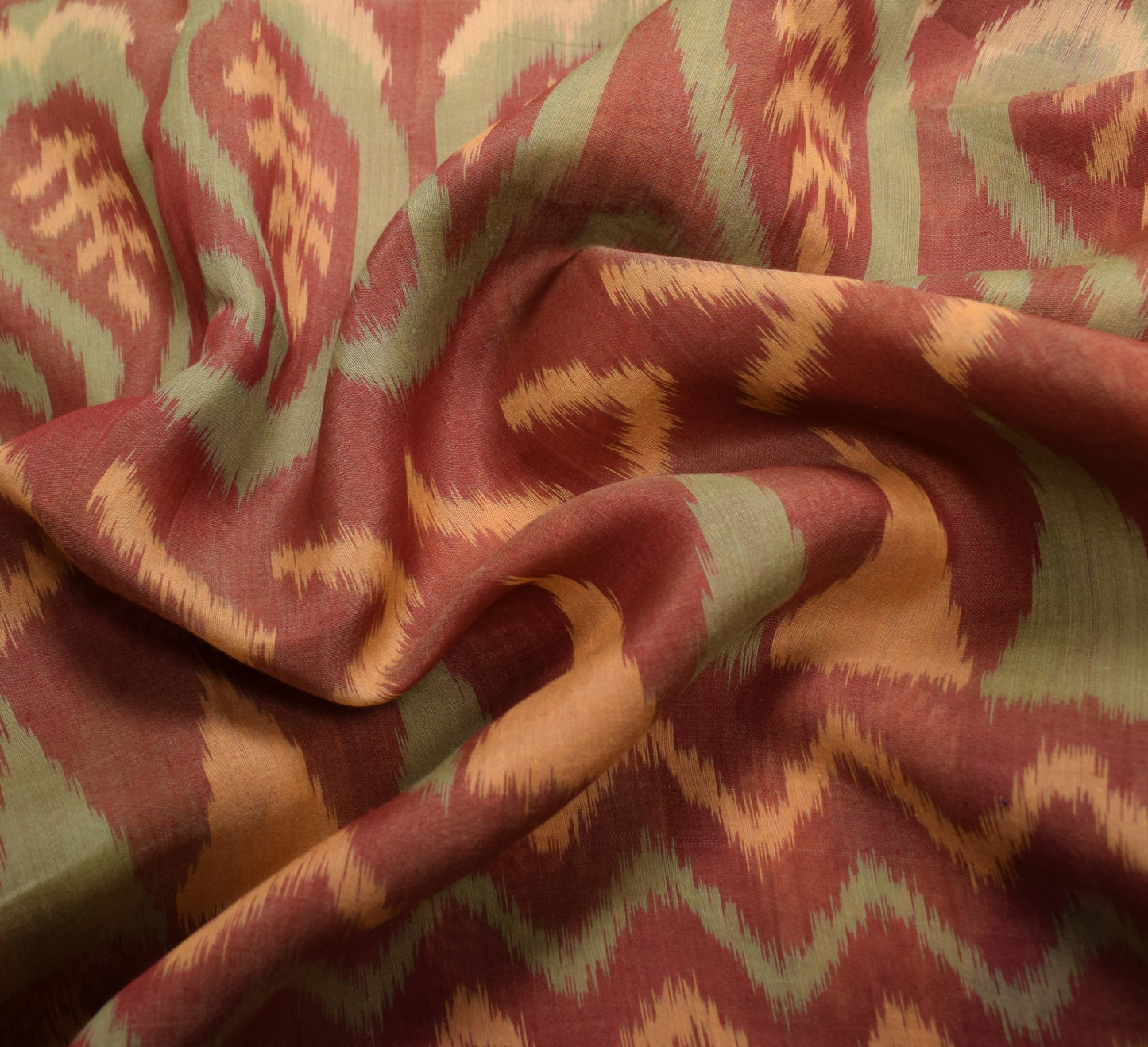 Sushila Vintage Maroon Saree Pure Cotton Silk Hand Woven Pochampally Ikat Sari