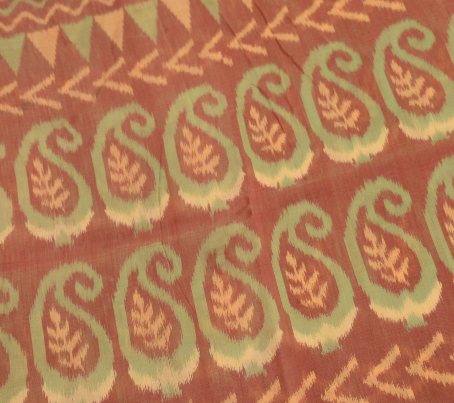 Sushila Vintage Maroon Saree Pure Cotton Silk Hand Woven Pochampally Ikat Sari