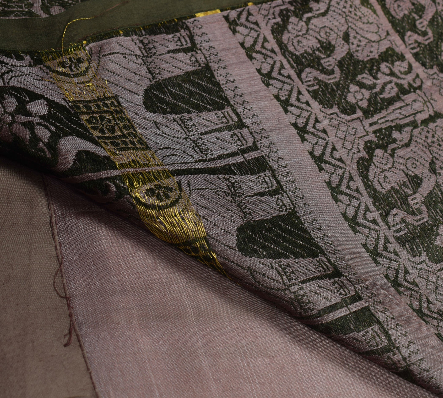 Sushila Vintage Mauve Baluchari Saree 100%Pure Silk Hand Woven HEAVY Sari Fabric