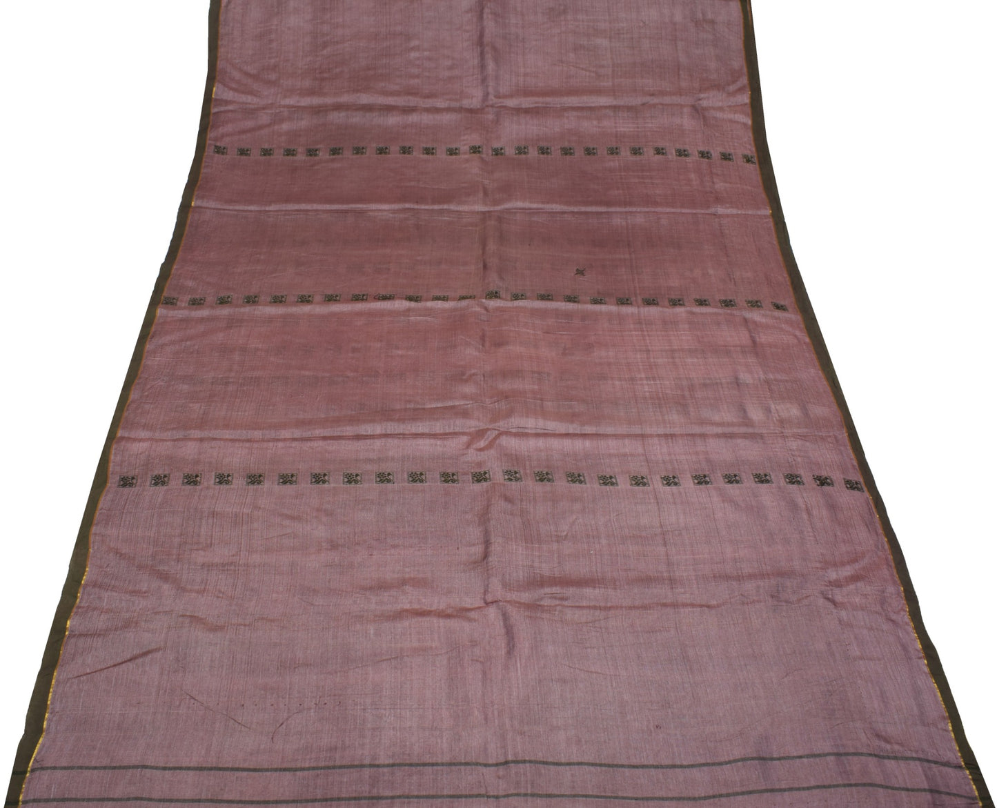 Sushila Vintage Mauve Baluchari Saree 100%Pure Silk Hand Woven HEAVY Sari Fabric