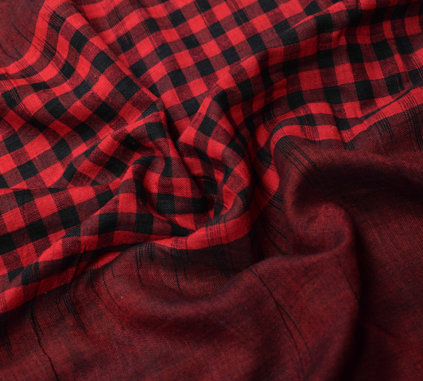 Sushila Vintage Maroon Black Saree Hand Woven Ikat Patola PureCotton Sari Fabric