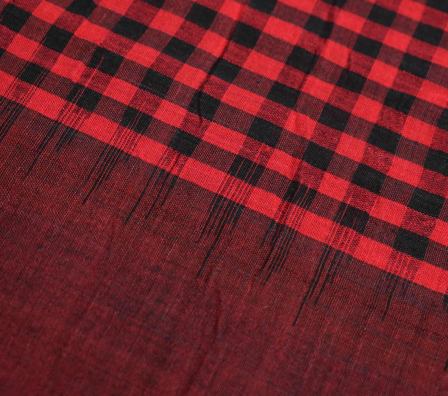 Sushila Vintage Maroon Black Saree Hand Woven Ikat Patola PureCotton Sari Fabric