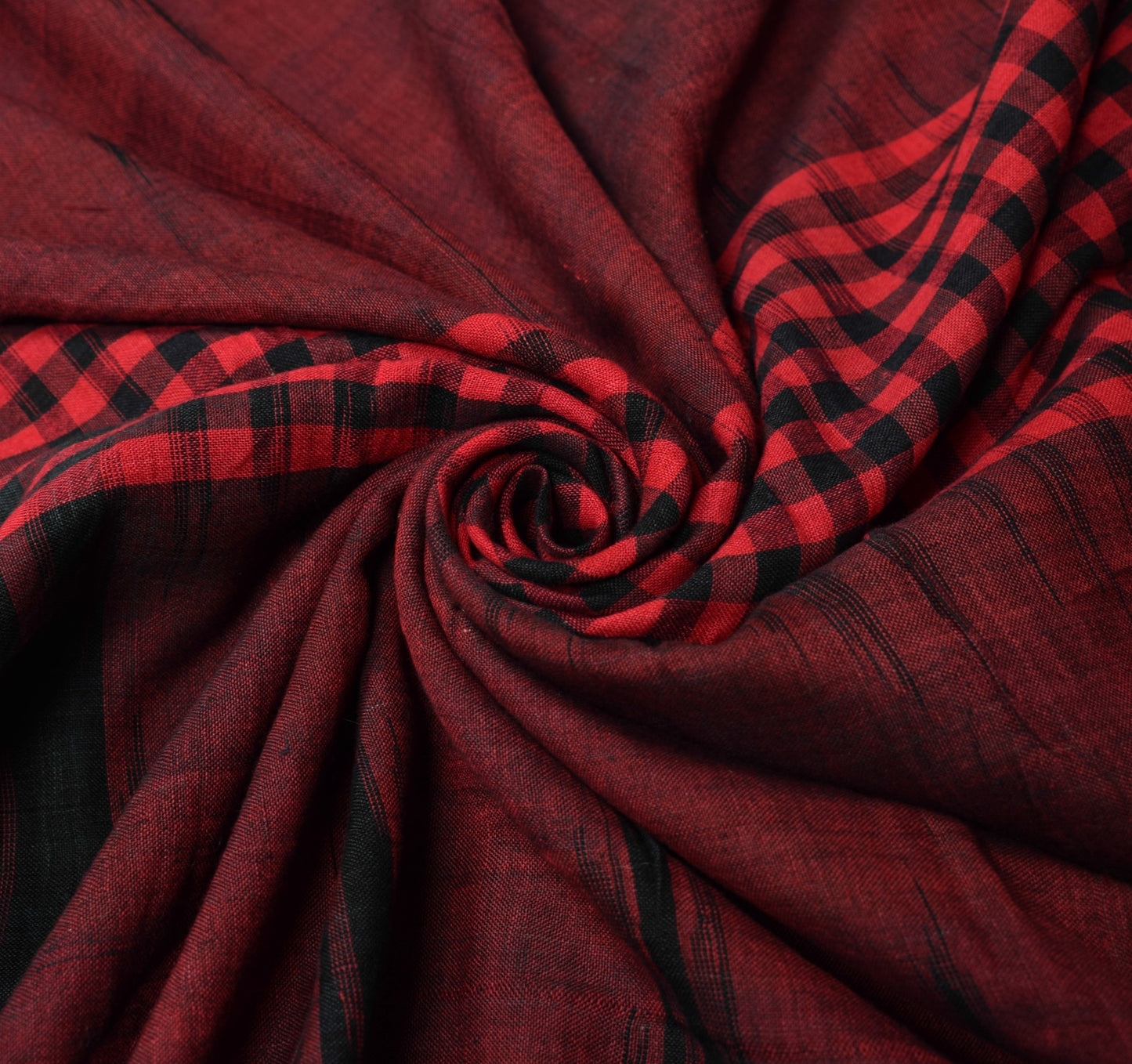 Sushila Vintage Maroon Black Saree Hand Woven Ikat Patola PureCotton Sari Fabric