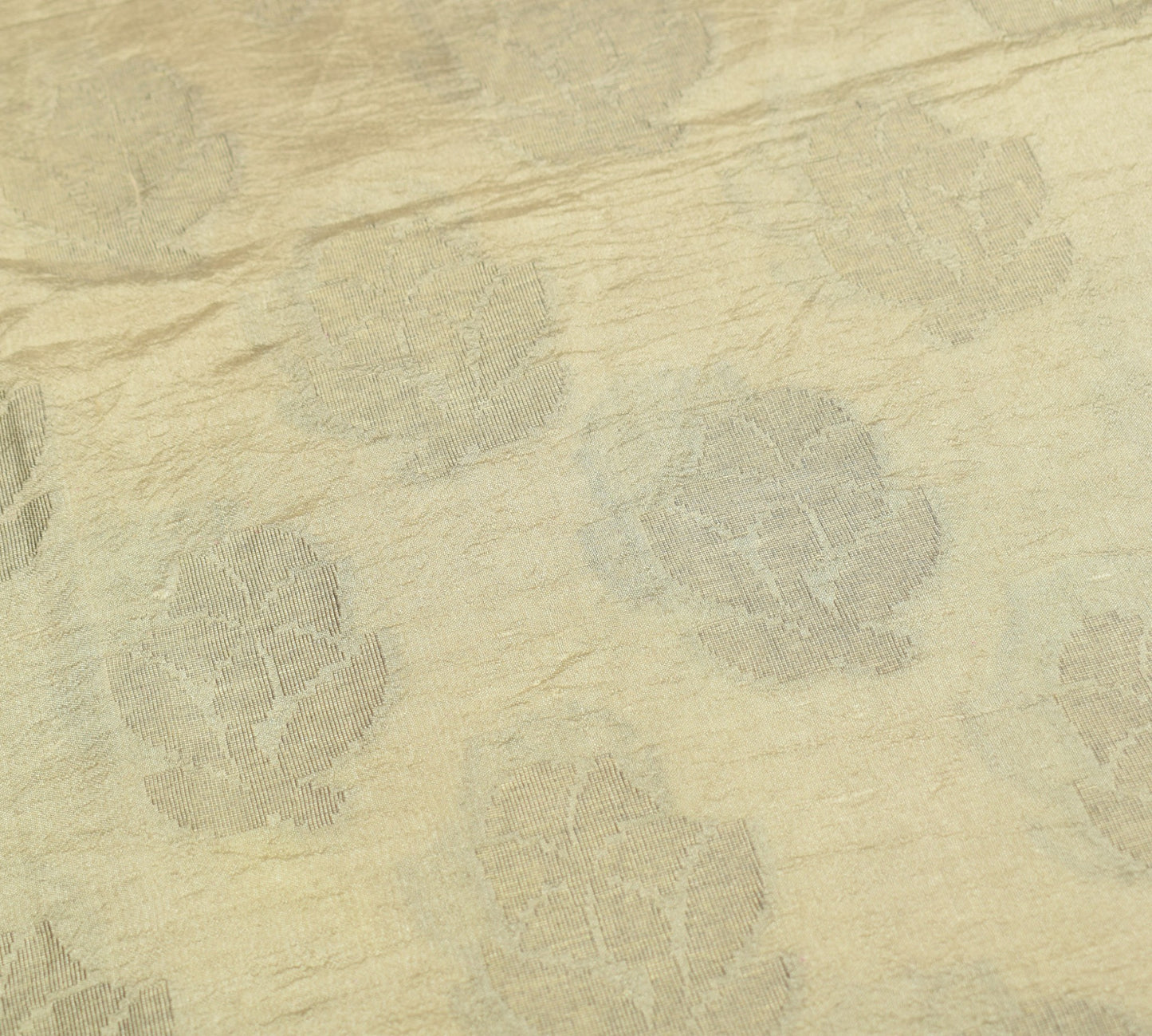 Sushila Vintage Light Brown Saree Floral Woven 100% Pure Silk Indian Sari Fabric