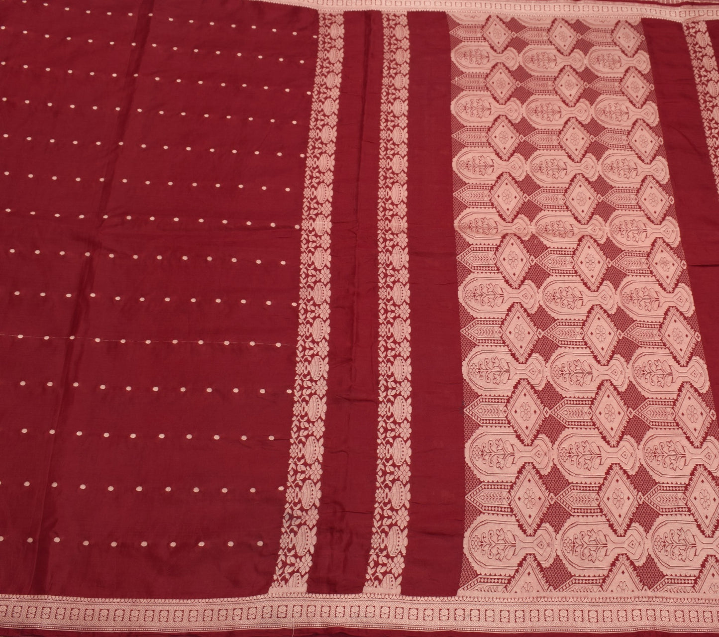 Sushila Vintage Maroon Woven Sari 100% Pure Silk Handloom 6Yard Soft Sari Fabric