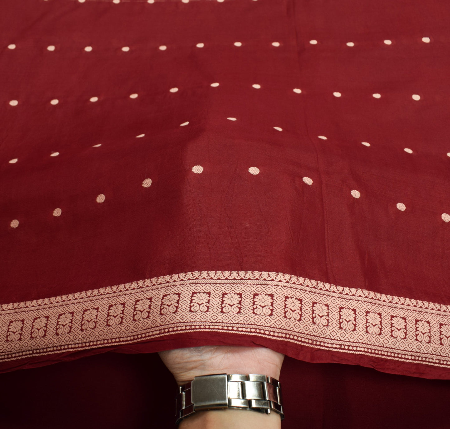 Sushila Vintage Maroon Woven Sari 100% Pure Silk Handloom 6Yard Soft Sari Fabric