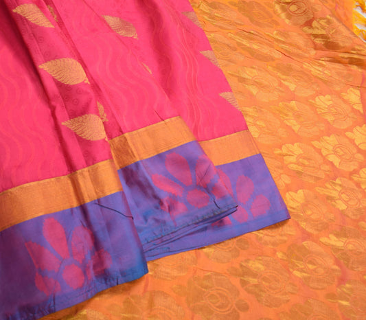 Sushila Vintage Magenta Heavy Indian Sarees Pure Silk Woven Zari Sari Fabric
