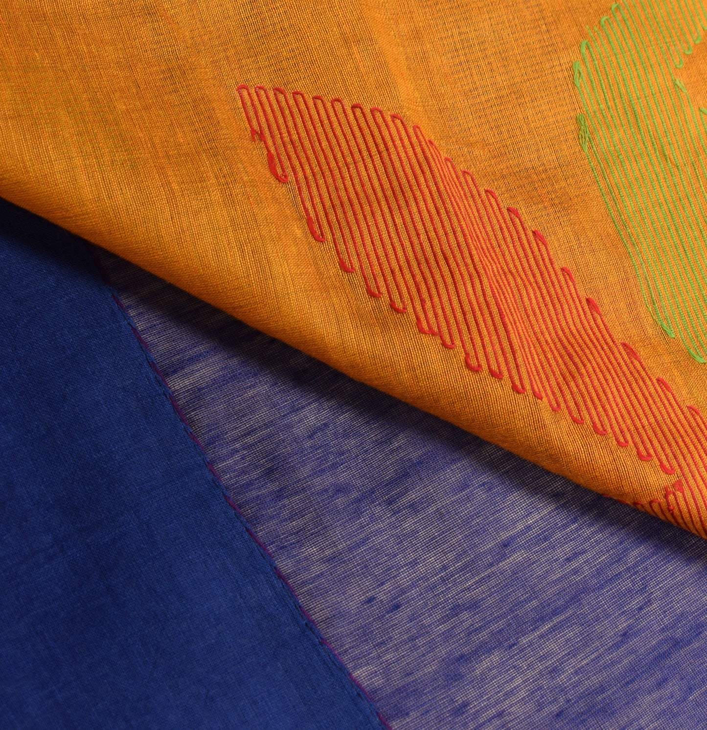 Sushila Vintage Blue Saree Art Cotton Silk Tant Woven Paisley Sari Craft Fabric